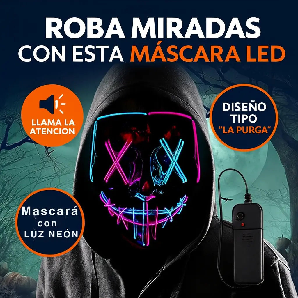 Máscara LED “La Purga” – Ilumina la oscuridad y roba todas las miradas