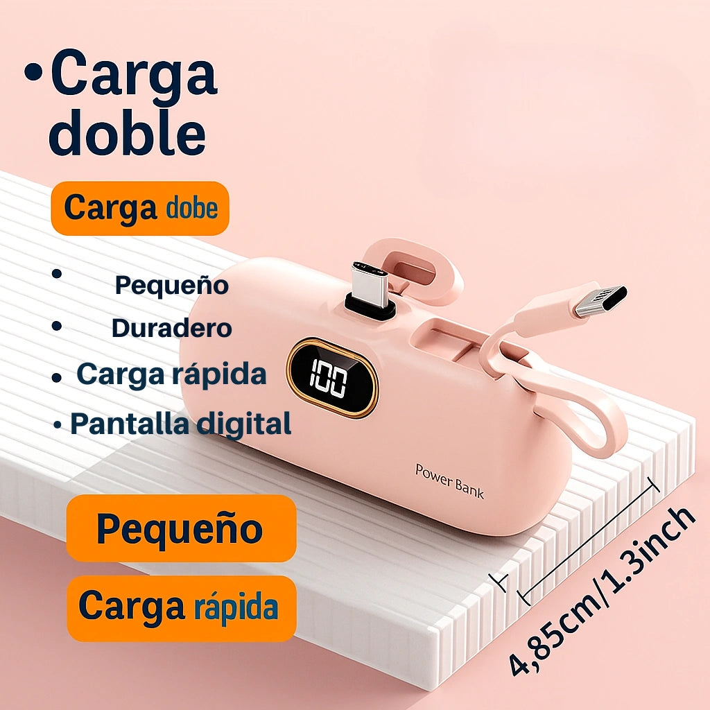 2x1 Power Bank Bateria Portatil 5000 mAh Tipo C – No te vuelvas a quedar sin carga.