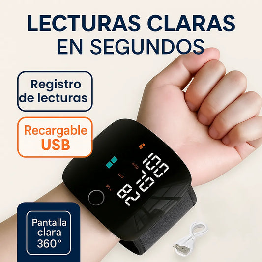 Tensiómetro Digital de Muñeca Recargable – Lecturas rápidas y fáciles.