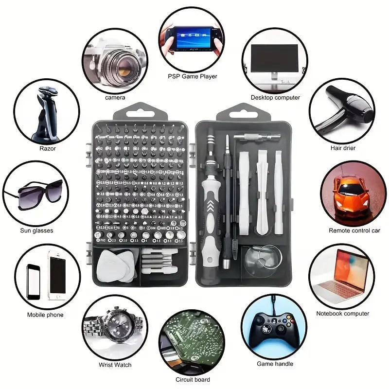 Kit 115 en 1 - Destornilladores Profesionales – Repara con Precisión.