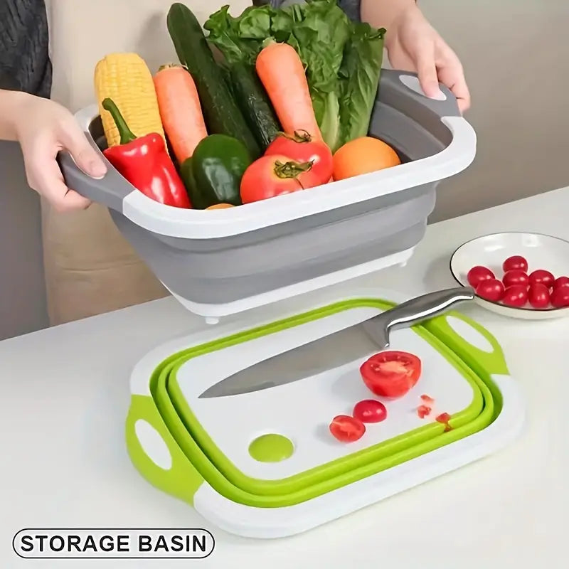 Tabla de Cocina 3 en 1: Corta, Lava y Escurre en un Solo Paso.