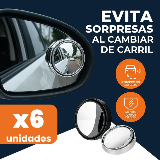 x6 Unidades - Espejo Punto Ciego - Vision Total al Manejar.